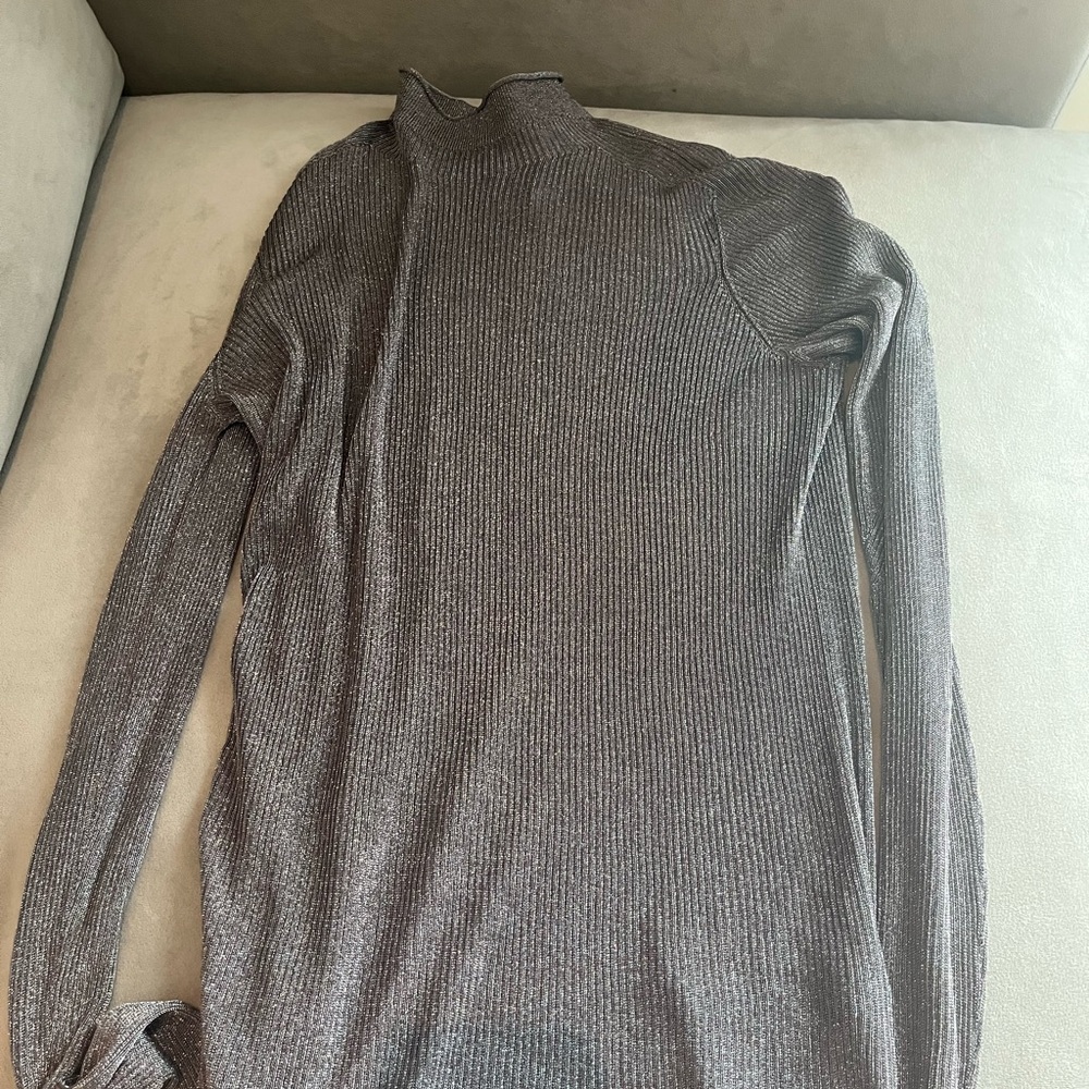 COS Metallic Sheer Long Sleeve Turtleneck Sweater M